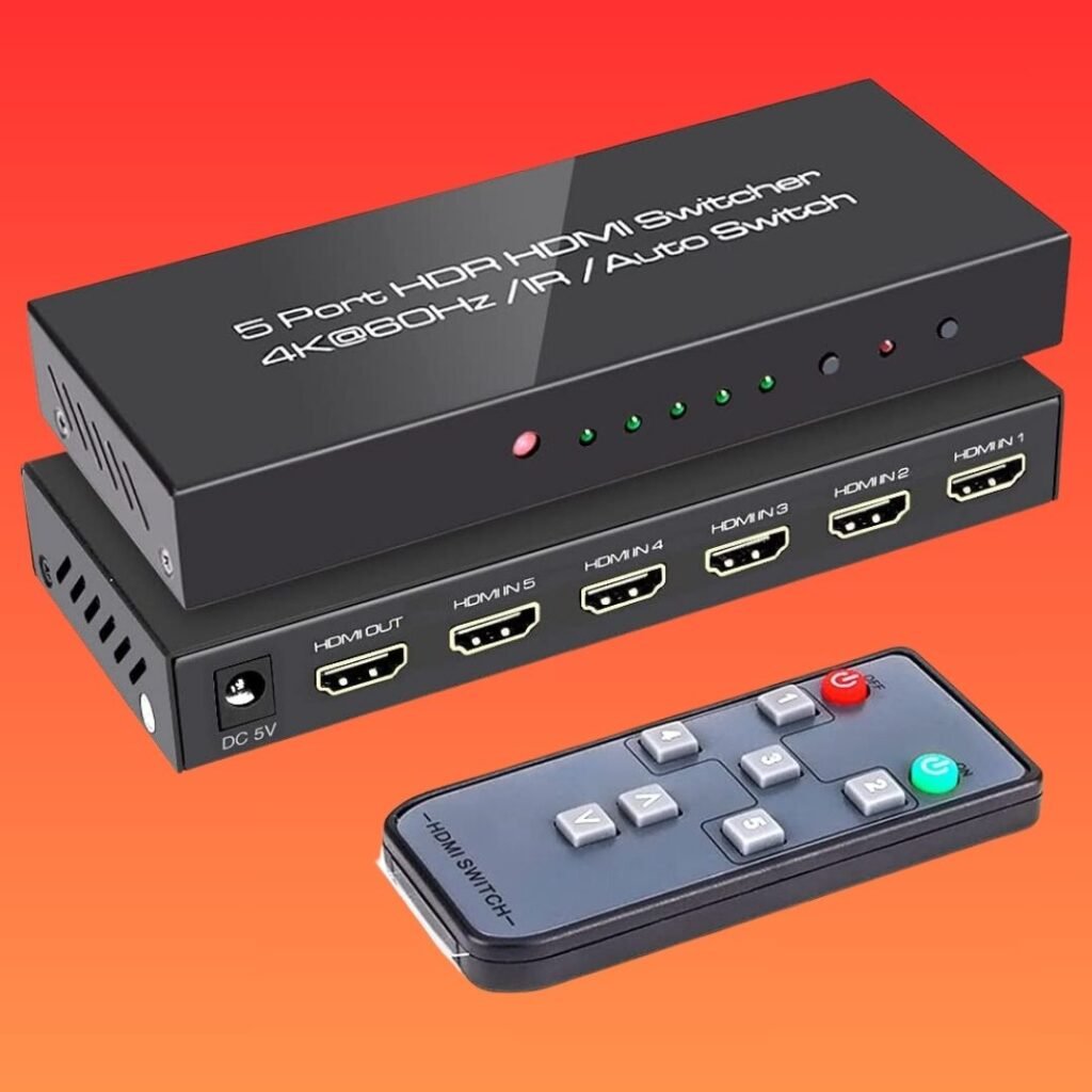 ROOFULL 5 Port 4K HDMI Switch Best for Streaming