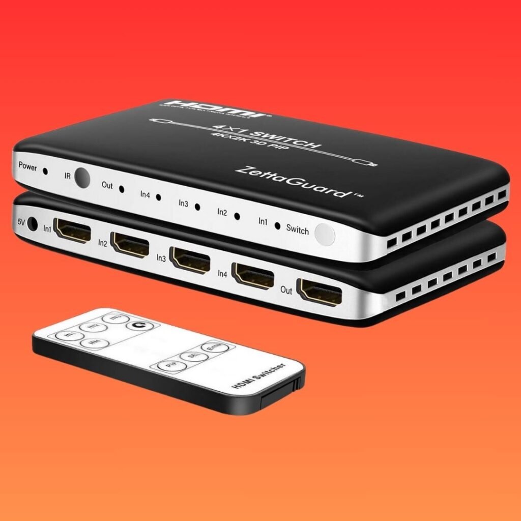 Zettaguard 4 Port 4x1 HDMI Switch - Best for rack mounting